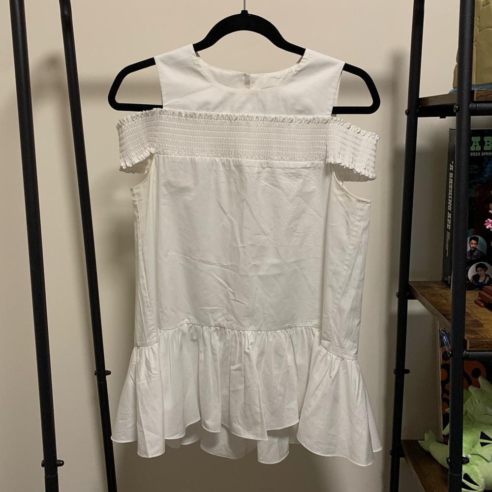 Tibi white shirt off shoulder